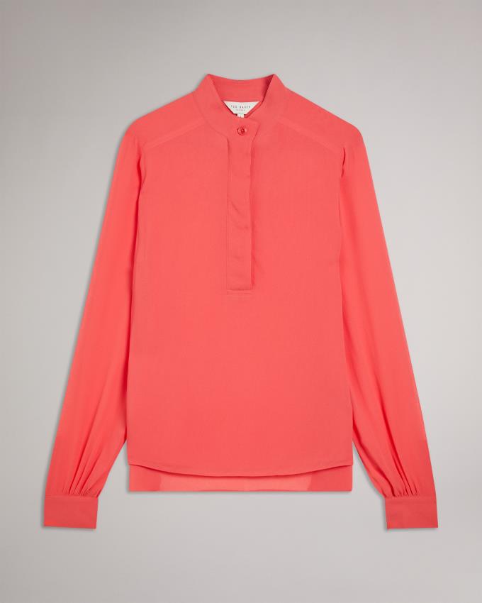 Chemisier Ted Baker Stand Collar With Half Placket Corail Femme | GEC-31252042